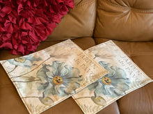 Cargar imagen en el visor de la galería, Set of Blue Flower headrest covers and armrests  for furniture