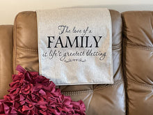 Cargar imagen en el visor de la galería, Headrest Cover for Furniture, with Imprint, "Family" - Inspirational Words