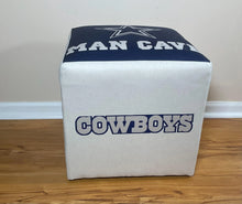 Cargar imagen en el visor de la galería, Cube Ottoman 'Cowboys" 17x17x17