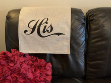 Load image into Gallery viewer, Headrest Cover for Furniture, with "His" Digitally Imprinted on This Reversible Slipcover