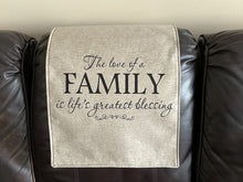 Cargar imagen en el visor de la galería, Headrest Cover for Furniture, with Imprint, "Family" - Inspirational Words