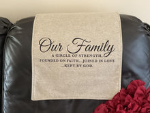 Cargar imagen en el visor de la galería, Headrest Cover for Furniture, with Imprint, "Family" - Inspirational Words