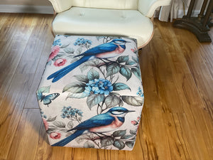 Ottoman Cube with Bird design 17x17x17