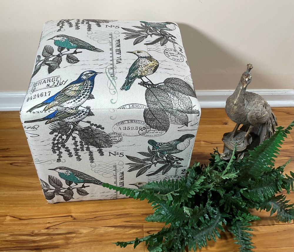 Cube Ottoman Bird Stamp design 17x17x17