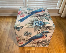 Load image into Gallery viewer, Ottoman Cube with Bird design 17x17x17
