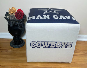 Cube Ottoman 'Cowboys" 17x17x17