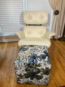 Ottoman Cube with Blue Flower design 17x17x17