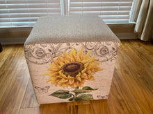 Load image into Gallery viewer, Cube Ottoman &quot;Sunflower Design&quot;
