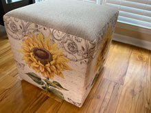 Load image into Gallery viewer, Cube Ottoman &quot;Sunflower Design&quot;
