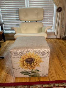 Cube Ottoman "Sunflower Design"