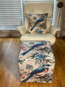 Ottoman Cube with Bird design 17x17x17