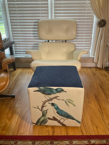 Ottoman with Three Bird design 17x17x17
